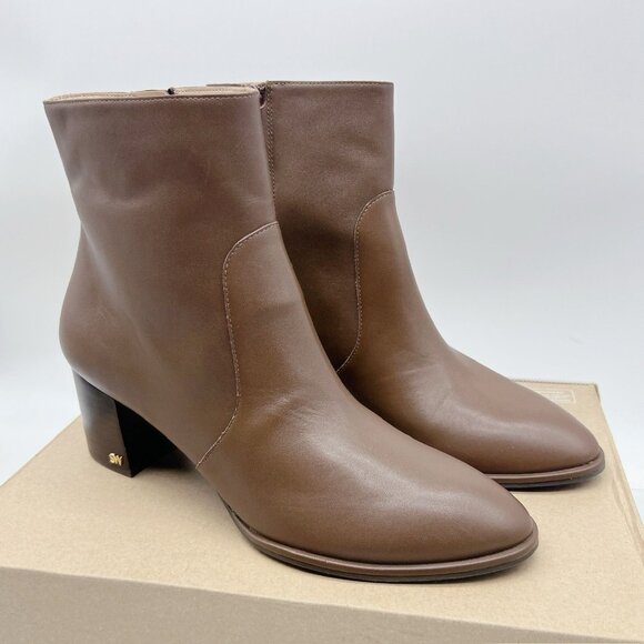 Stuart Weitzman Ryland 60 Zip Leather Ankle Heeled Boots Booties Brown US 9.5 - Picture 4 of 14